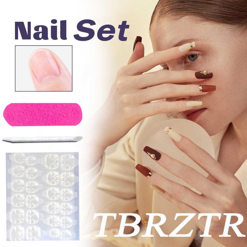 Press On Alcove - Cute Strawberry 3D Love Heart & Pearl Design False Nails: Medium Almond, Artificial Acrylic, Full Coverage, Reusable Coffin, Glue On Nails for Women