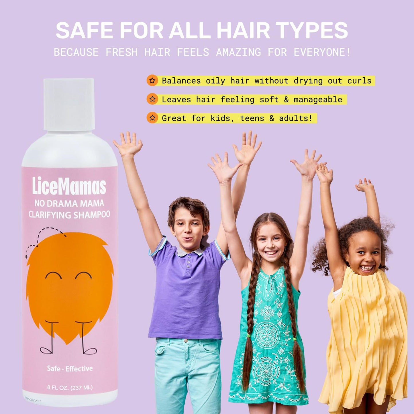 Lice Clarifying Shampoo - Deep Cleansing Anti-Lice Treatment for All Ages, Removes Build-Up & Refreshes Scalp, No Harsh Chemicals, 8 oz