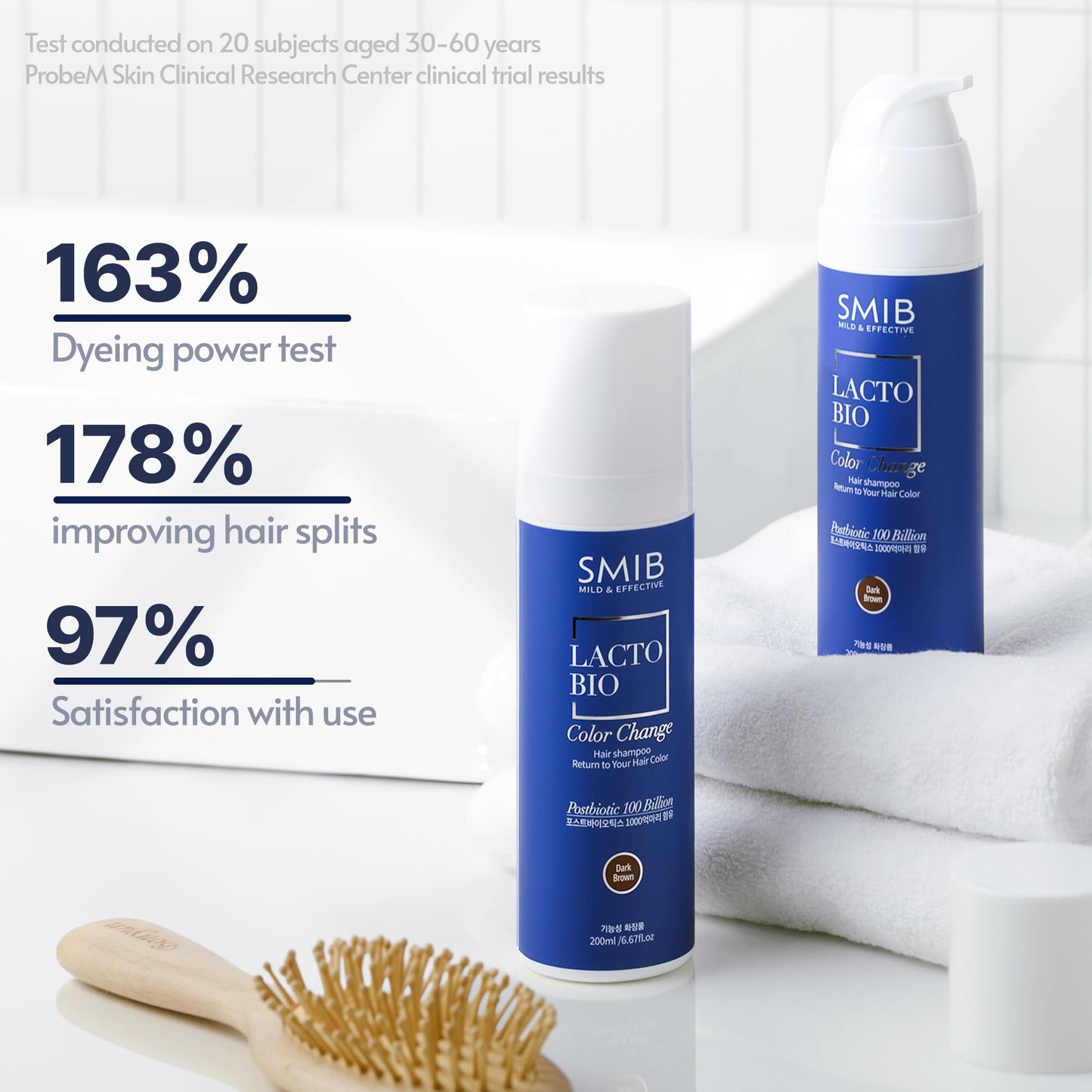 White Smoke SMIB Lactobio Hair Dye Shampoo | Gradual Gray Reduction with Probiotics | Natural Hair Darkening in 3-5 Minutes | Gentle Korean Formula for Daily Use (6.76 fl oz) (Natural Black)