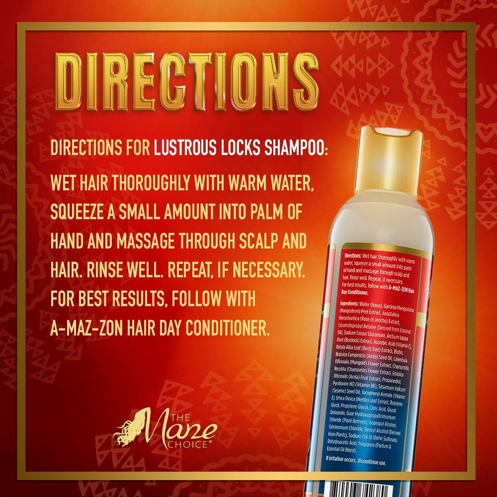 THE MANE CHOICE A-MAZ-ZON HAIR DAY - LUSTROUS LOCKS SHAMPOO - Hydrates and Softens Leaving Hair Shiny and Bouncy - Infused with Biotin, Rose of Jerico, Amla Oil, Vitamins C,D,E (8 OZ)
