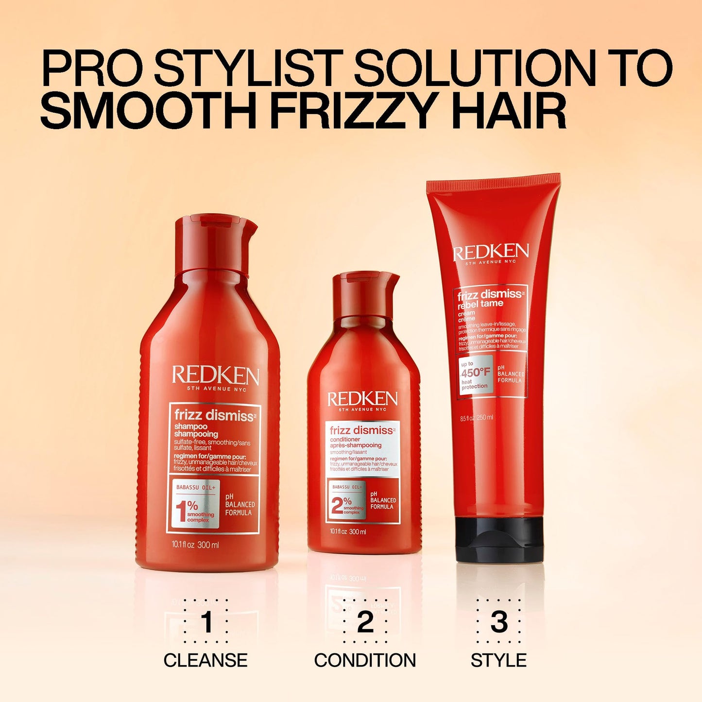 Après-shampoing Redken Frizz Dismiss | Après-shampoing sans sulfate pour cheveux crépus | Hydrate et lisse | Cheveux doux et soyeux | Contrôle durable des frisottis | Protection contre l'humidité | Anti-frisottis