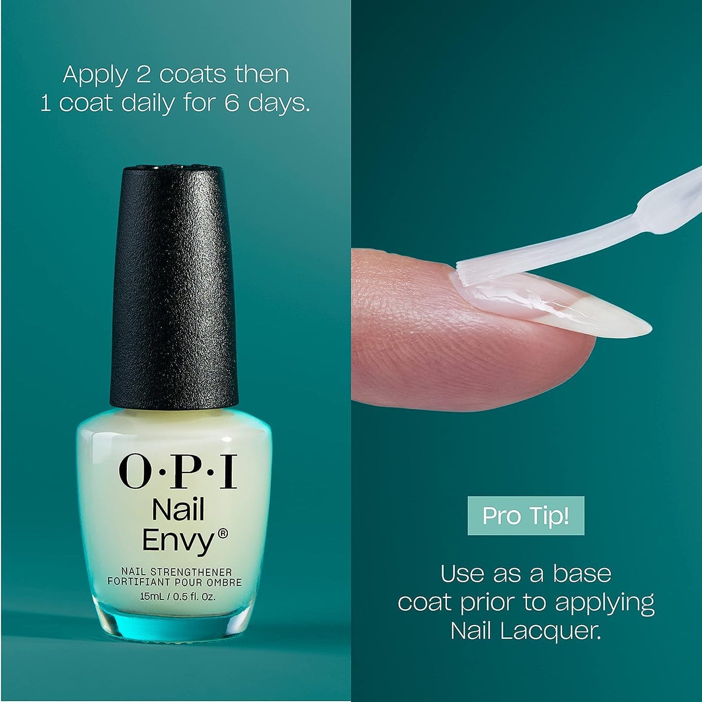Dark Cyan Bundle of OPI xPress/On Press On Nails, With Nail Glue, Long Neutral Coffin Shape Nails, Bubble Bath + OPI Nail Envy, Nail Strengthening Treatment, Stronger Nails in 1 Week, Vegan Formula, 0.5 fl oz