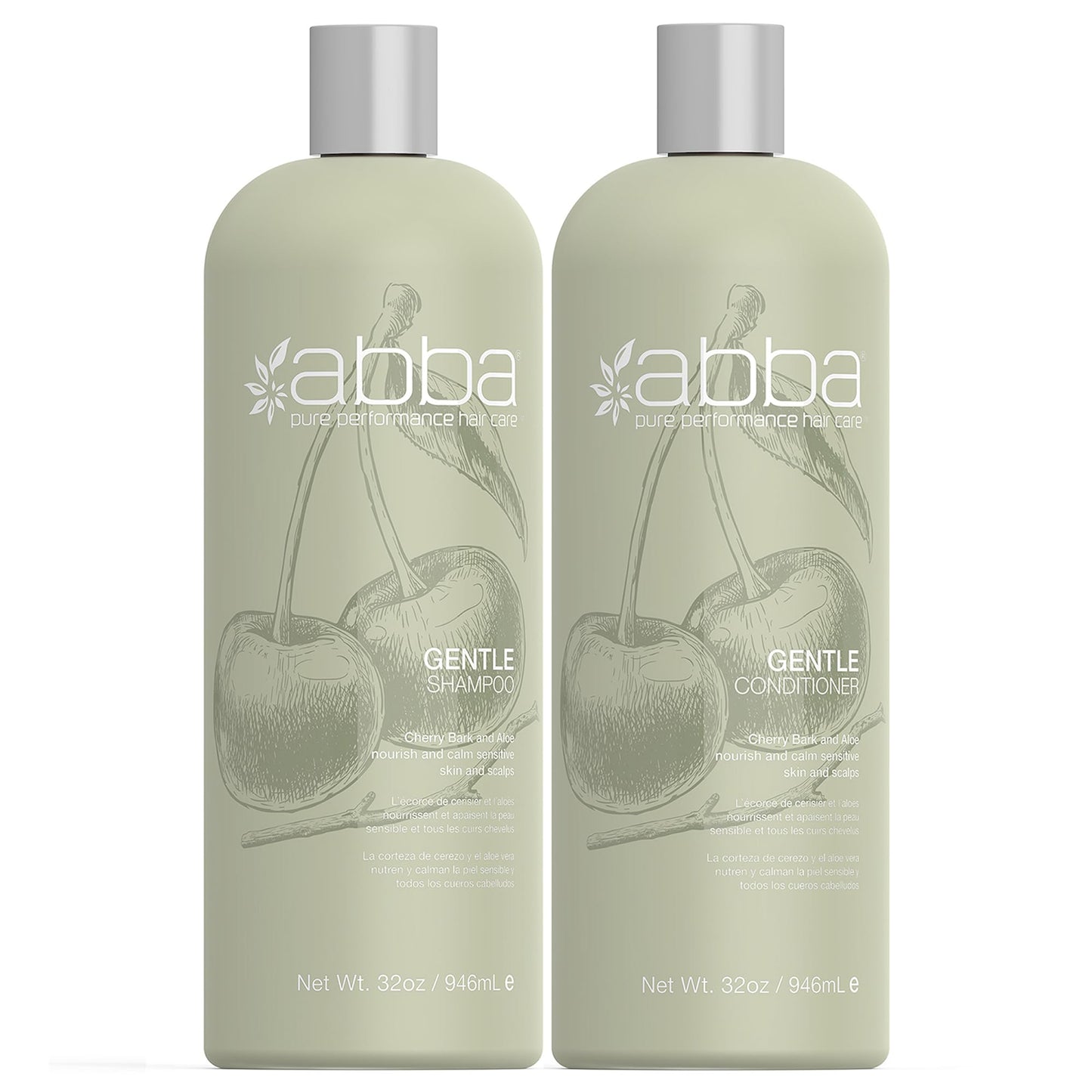 ABBA - Pure Gentle Shampoo & Conditioner Duo - Cherry Bark & Aloe, 32 fl oz Each