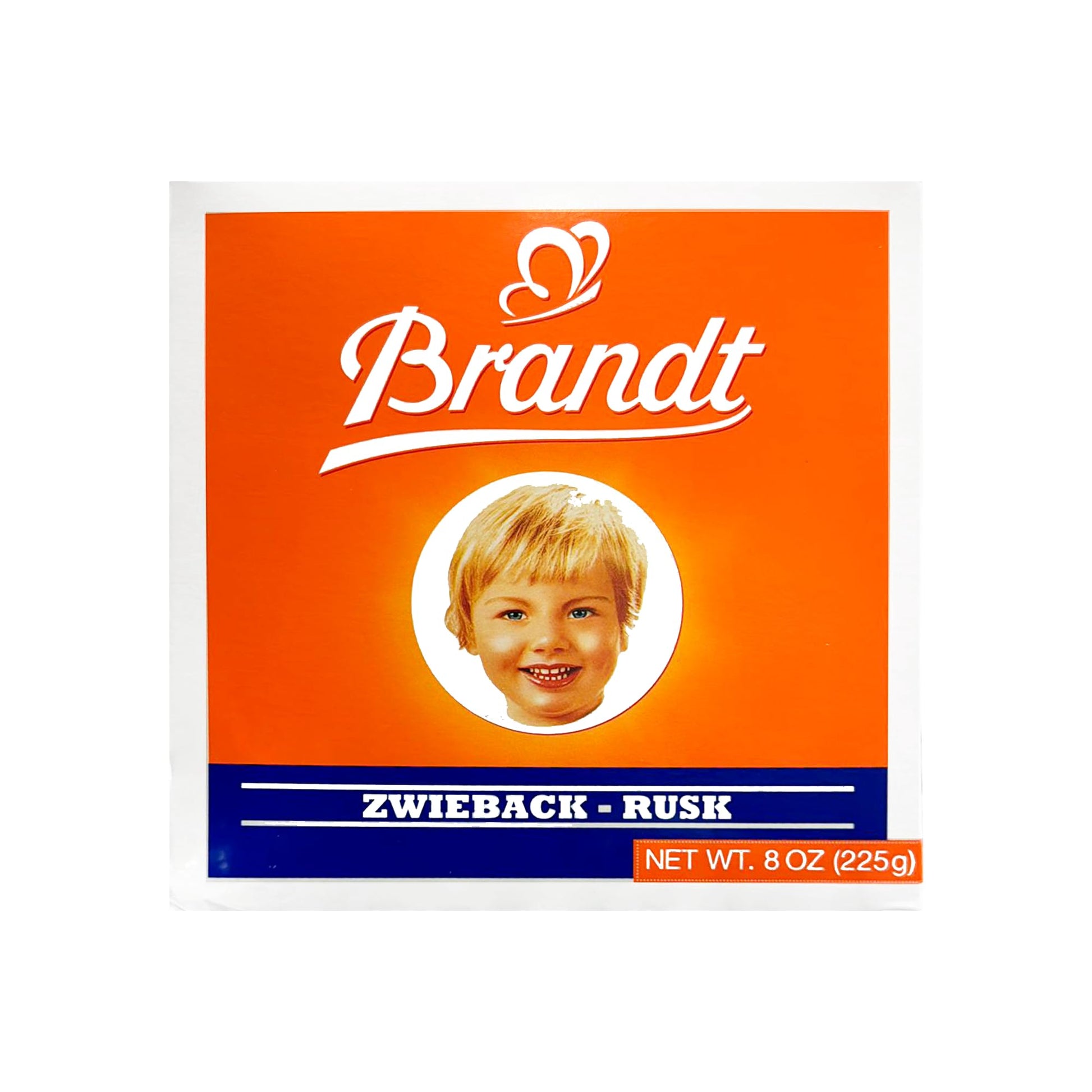 Orange Red Brandt Zwieback Rusk | Sweetened Crispy Bread | Perfect for Teething Children | Enjoy With Sweet or Savory toppings | 8 oz each [Pack of 2]
