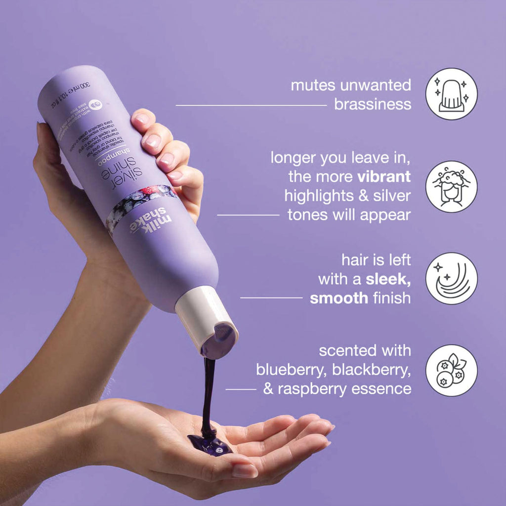 milk_shake Silver Shine Purple Shampoo 10.1 Fl Oz + Silver Shine Purple Conditioner 8.4 Fl Oz - Blonde Shampoo and Conditioner for Brassy Hair