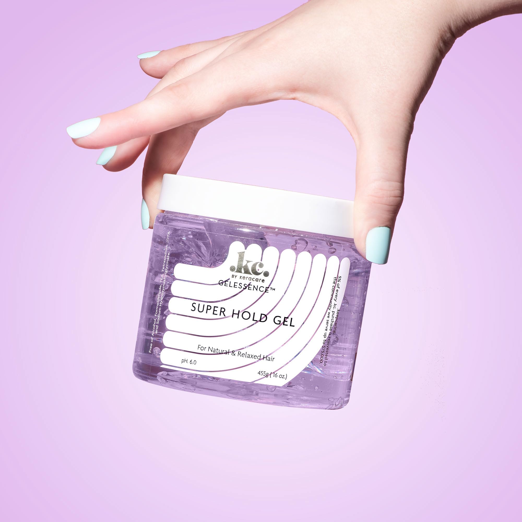 KeraCare GelEssence Super Hold Gel - 16 ounce - Maximum Hold- Adds Shine - Flake Free - Vegan - Crunch Free - Nonstick Formula - For Relaxed and Natural Hair