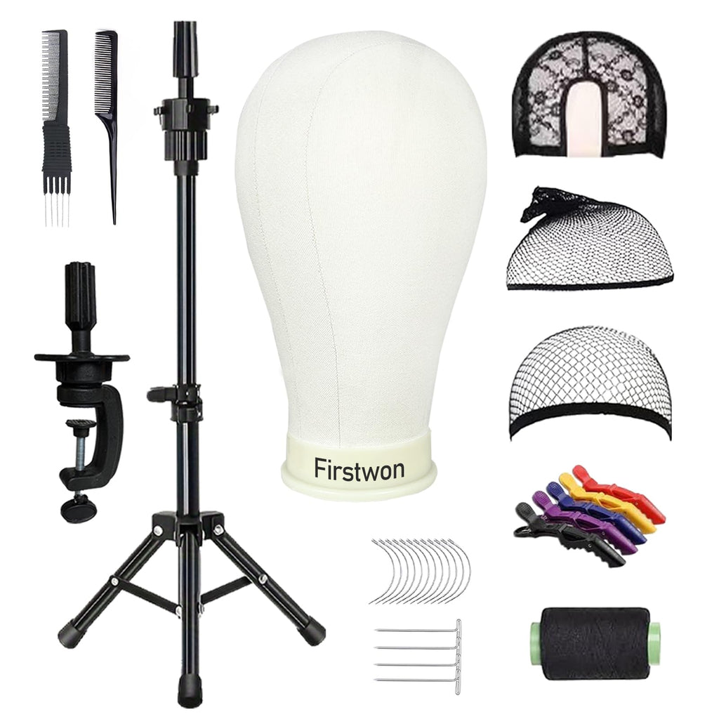 Firstwon 22 Inch Wig Head Mannequin Head for Wigs, Wig Stand with Head ...