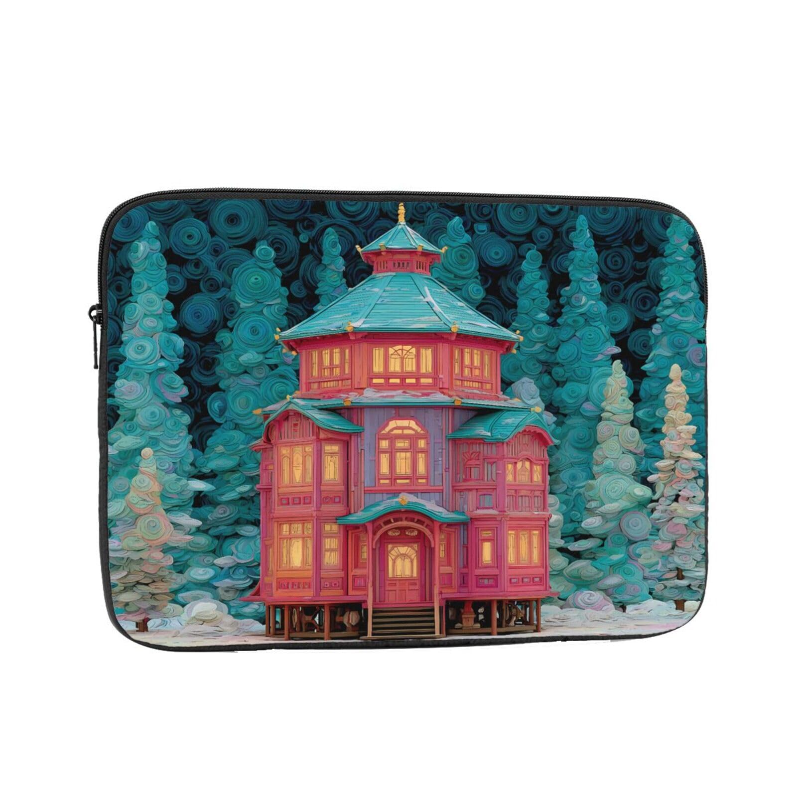 White Smoke 10 Inch Portable And Shockproof Laptop Bag With Unique Enchanted Alcove Print, For Work, University, And Commuting