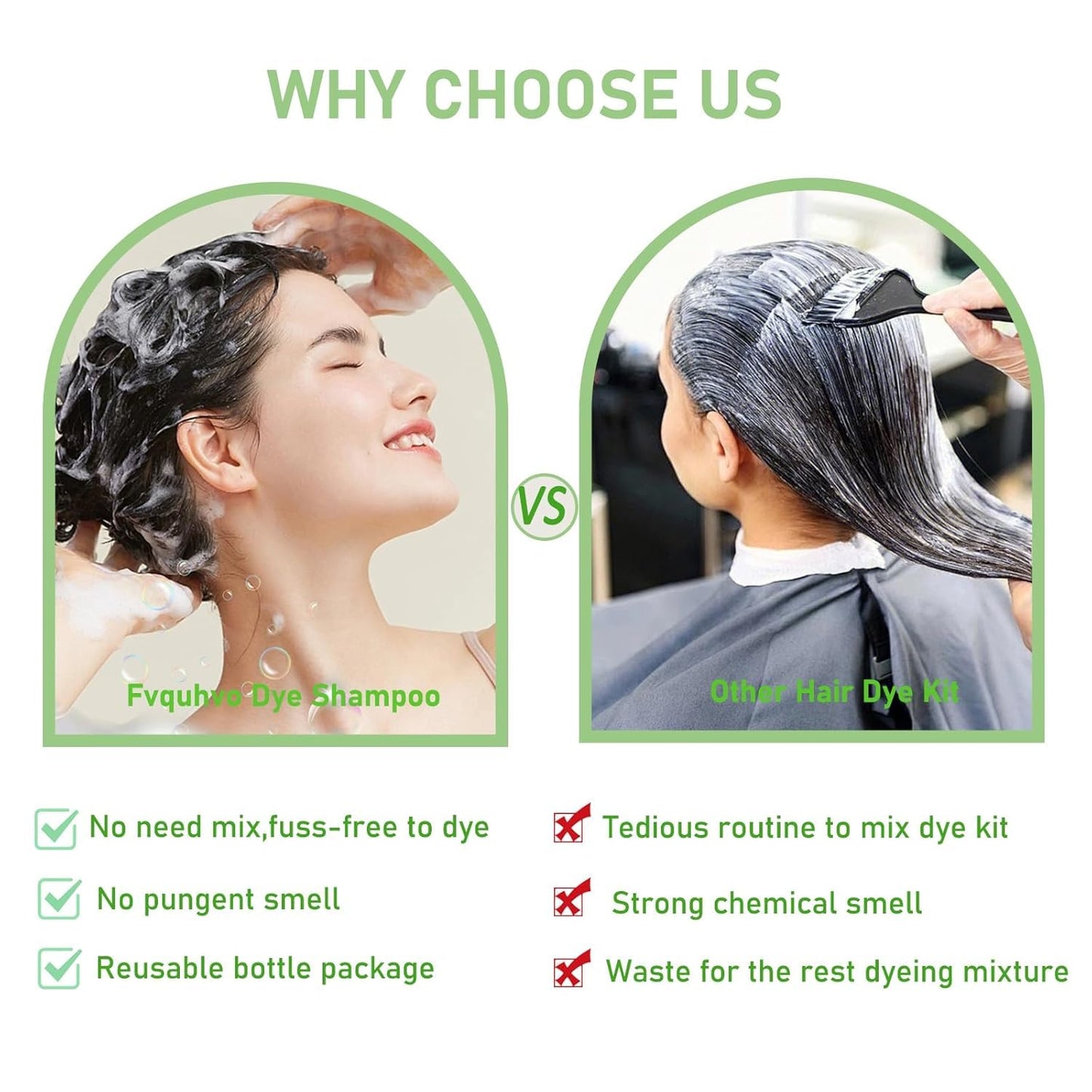 White Smoke Fvquhvo Natural Instant 3 in 1 Hair Color Dye Shampoo for Gray Hair - Men & Women, Long Lasting Dark Brown