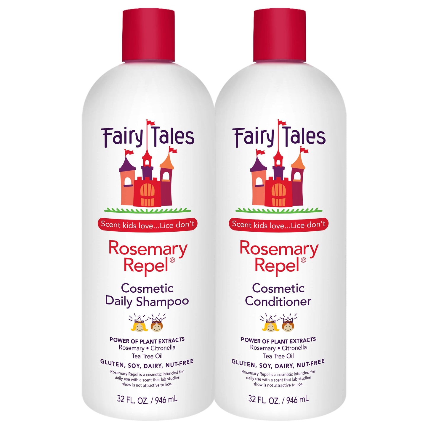 Fairy Tales Rosemary Repel Shampoo and Conditioner Duo - Kids' Favorite Scent, Lice Deterrent (Pack of 2)