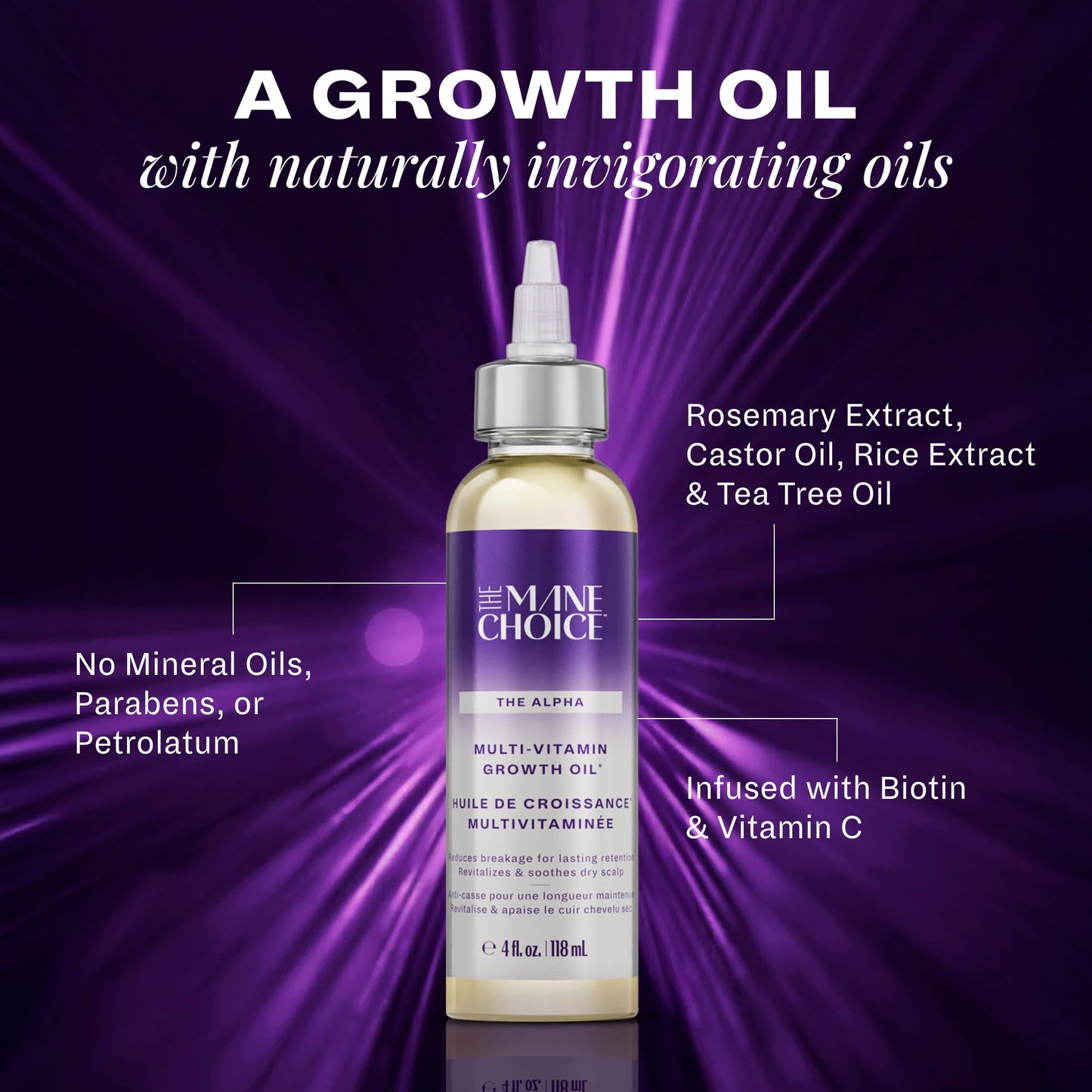 The Mane Choice Alpha Multi-Vitamin Scalp Hair Growth Oil, 4 Fl Oz, 1 Pack, Nourishing Scalp Oil with Biotin, Vitamin C, Rosemary, Rice Extract, Jojoba, Tea Tree & Castor Oil, Lightweight & Non-Greasy