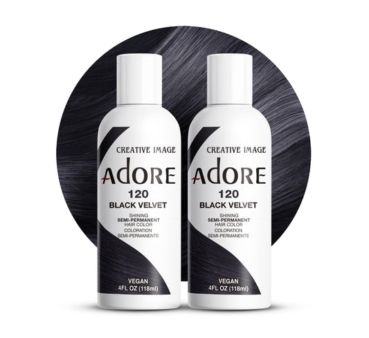 Adore Semi Permanent Hair Color - Vegan and Cruelty-Free Black Hair Dye - 4 Fl Oz - 120 Black Velvet (Pack of 2)