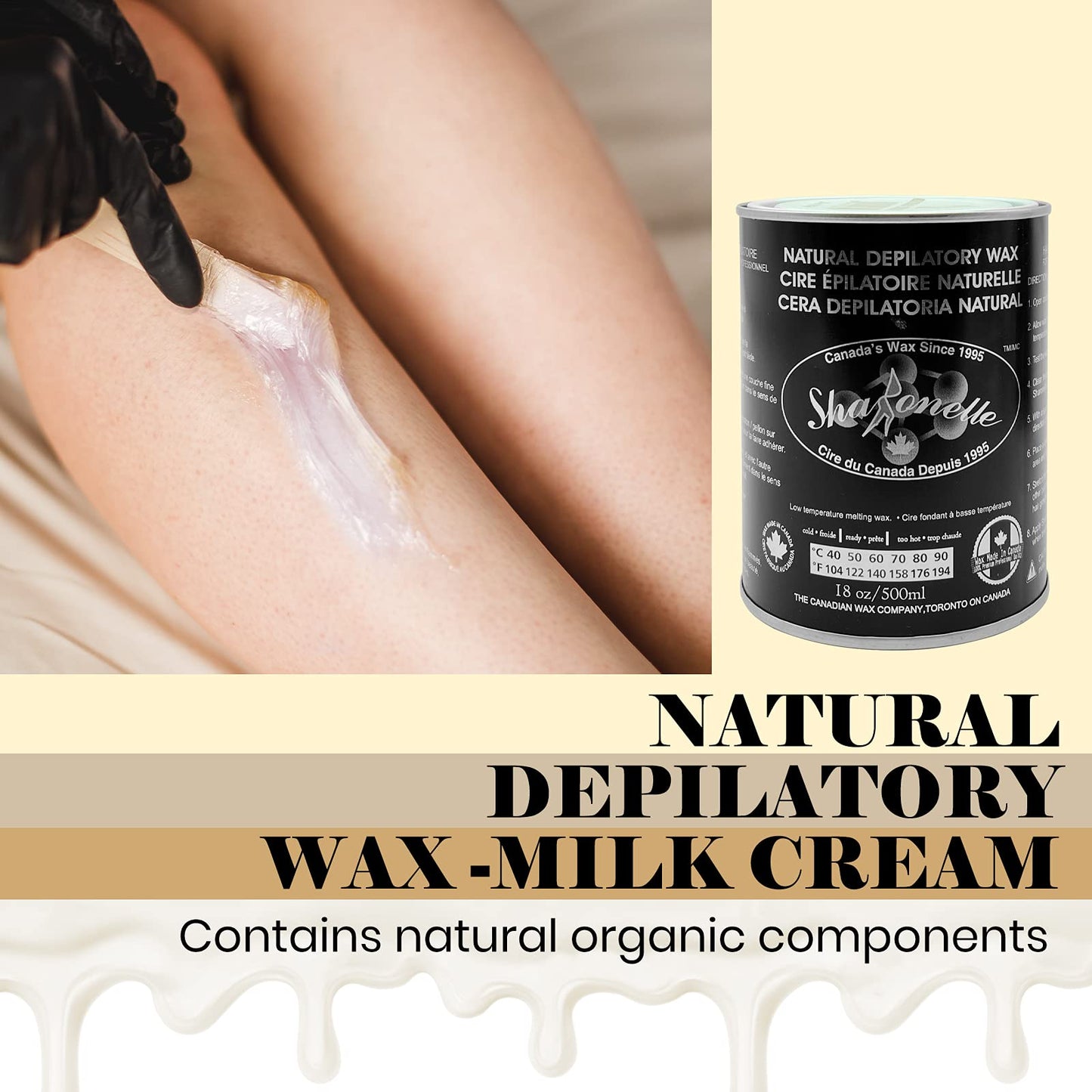 6PC Natural Soft Wax All Purpose Canned Wax for Sensitive Skin Canada-Made Melting Wax by Sharonelle