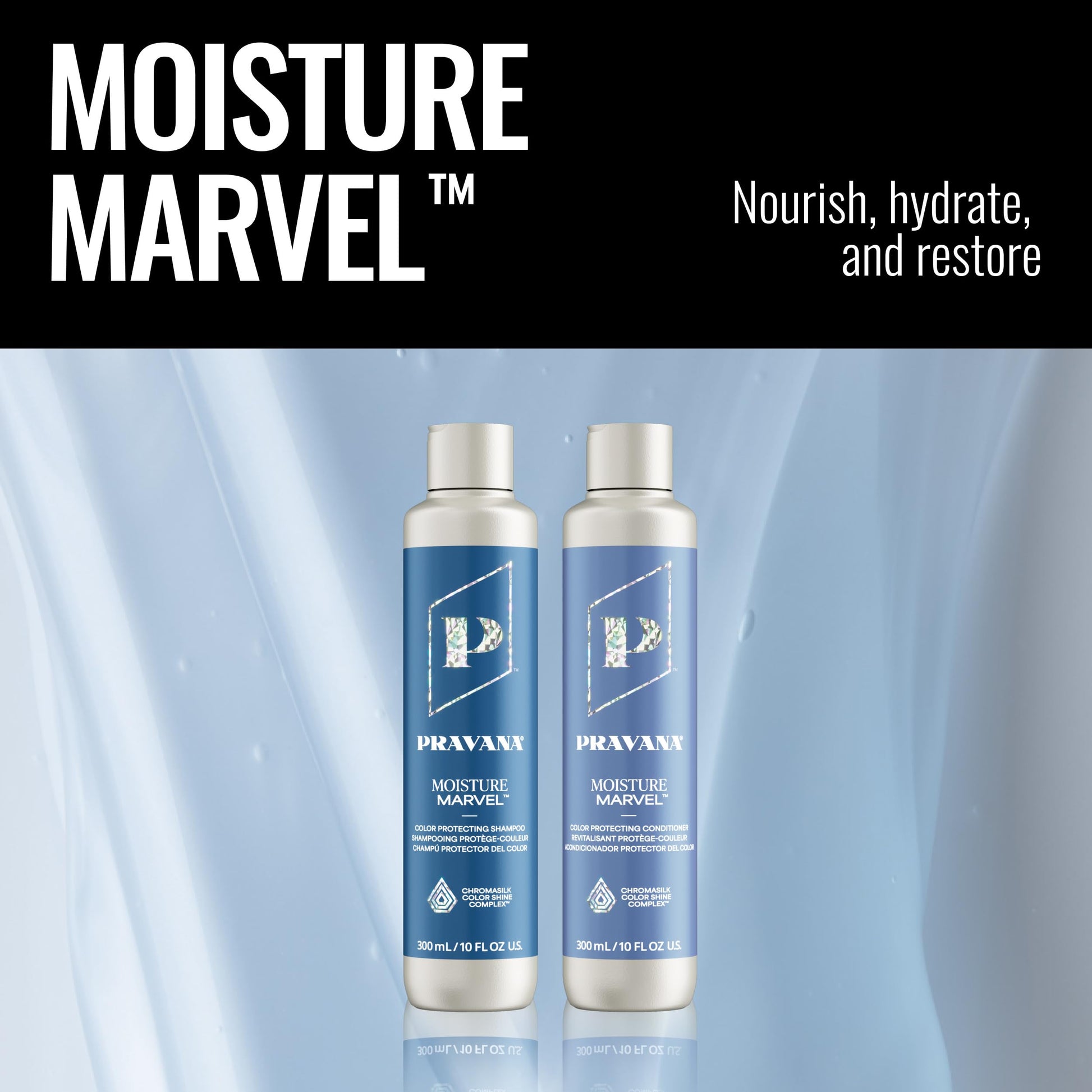 Black Pravana Moisture Marvel Shampoo | Hydrates, Moisturizes & Nourishes | For Dry, Color-Treated Hair | Chromasilk Enhances Shine & Protection | Vegan & Cruelty Free | Paraben & Sulfate Free | 1.7 Fl Oz
