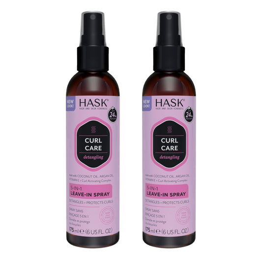 HASK CURL CARE 5-IN-1 Leave-In Spray Conditioner 2 Piece Bundle- vegan formula, cruelty free, color safe, gluten-free, sulfate-free, paraben-free
