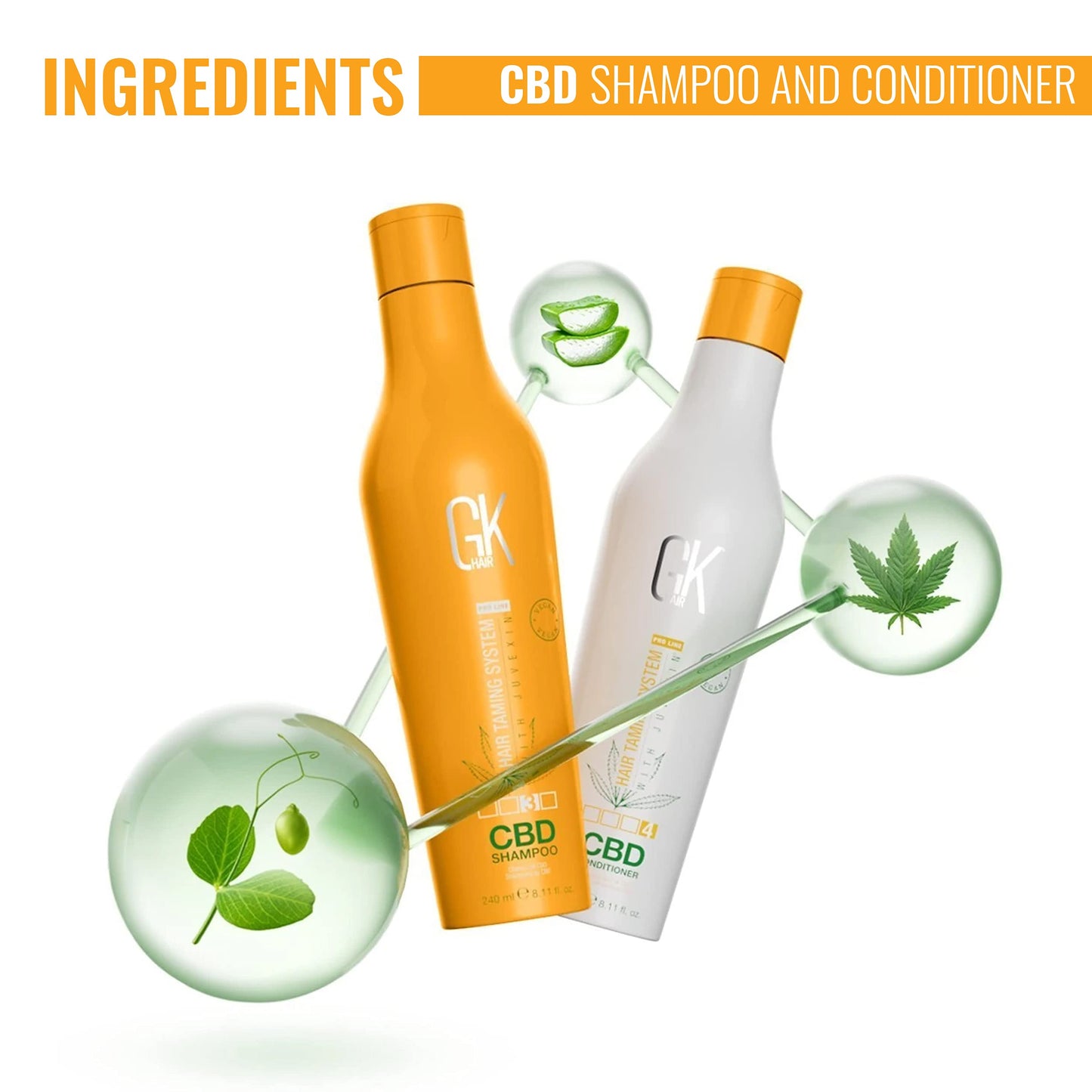 Ensembles de shampoing et d'après-shampoing au chanvre GK HAIR Hydratant Fortifiant Coloré Traité Abîmé Réparateur Nourrit et Brillance Naturel Biologique Végétalien Sans sulfate Sans parabène (Duo)