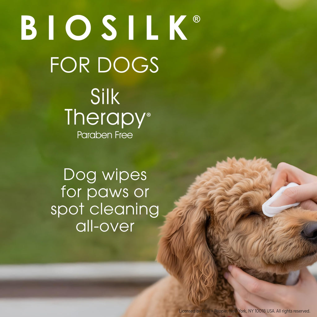 BioSilk for Dogs Deodorizing Wipes, Infused with Silk Proteins and Vitamin E - Wipes that Clean, Deodorize Between Baths, pH Balanced, Gentle Natural Formula, 100 Count