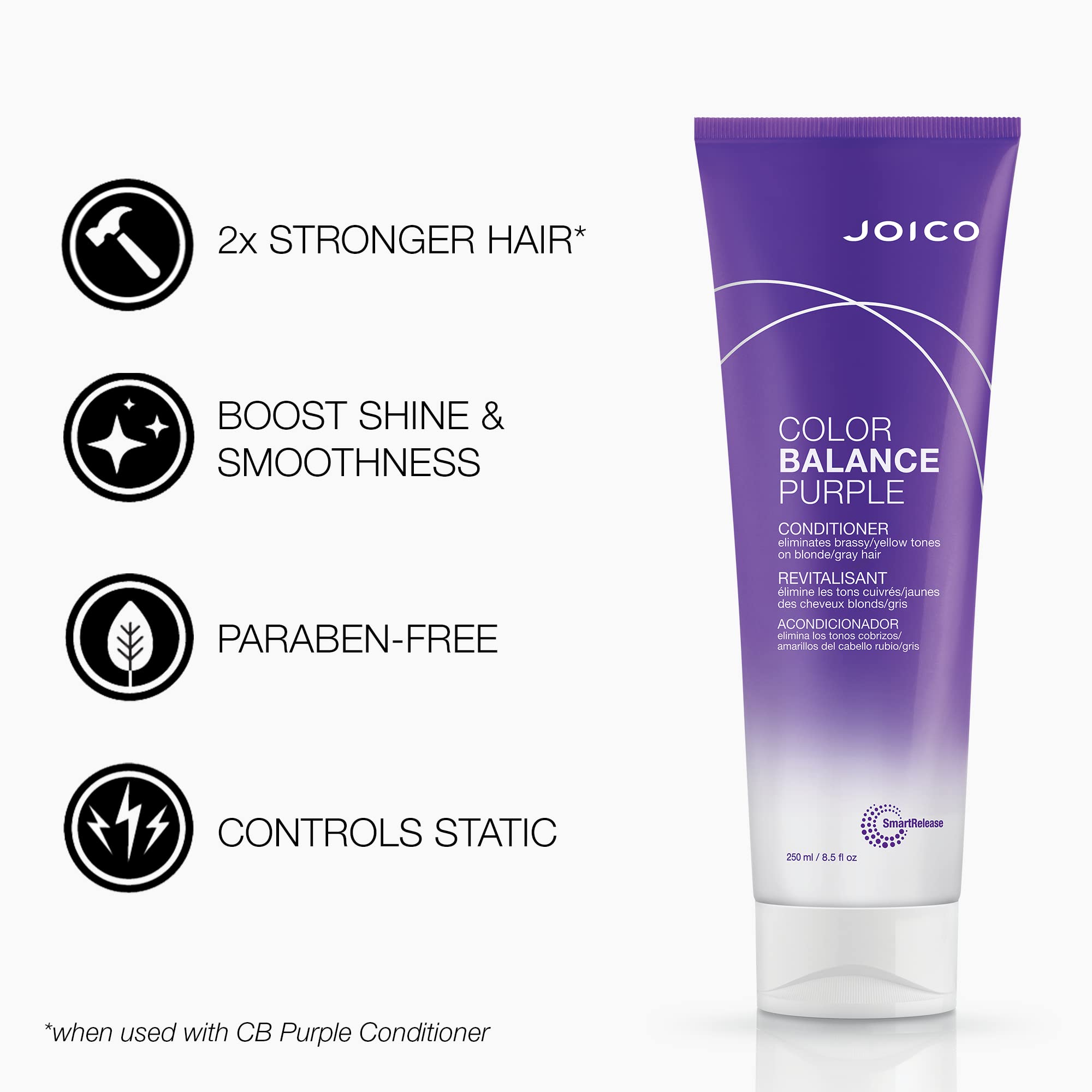 Joico Color Balance Purple Shampoo & Conditioner Set | Eliminate Brassy and Yellow tones | For Cool Blonde or Gray Hair