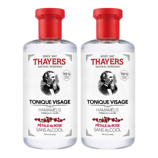 Thayers Alcohol-Free Rose Petal Witch Hazel Facial Toner, Soothing and Hydrating, for All Skin Types, Including Sensitive, Alcohol Free, VALUE Duo Pack (2 x 355mL)