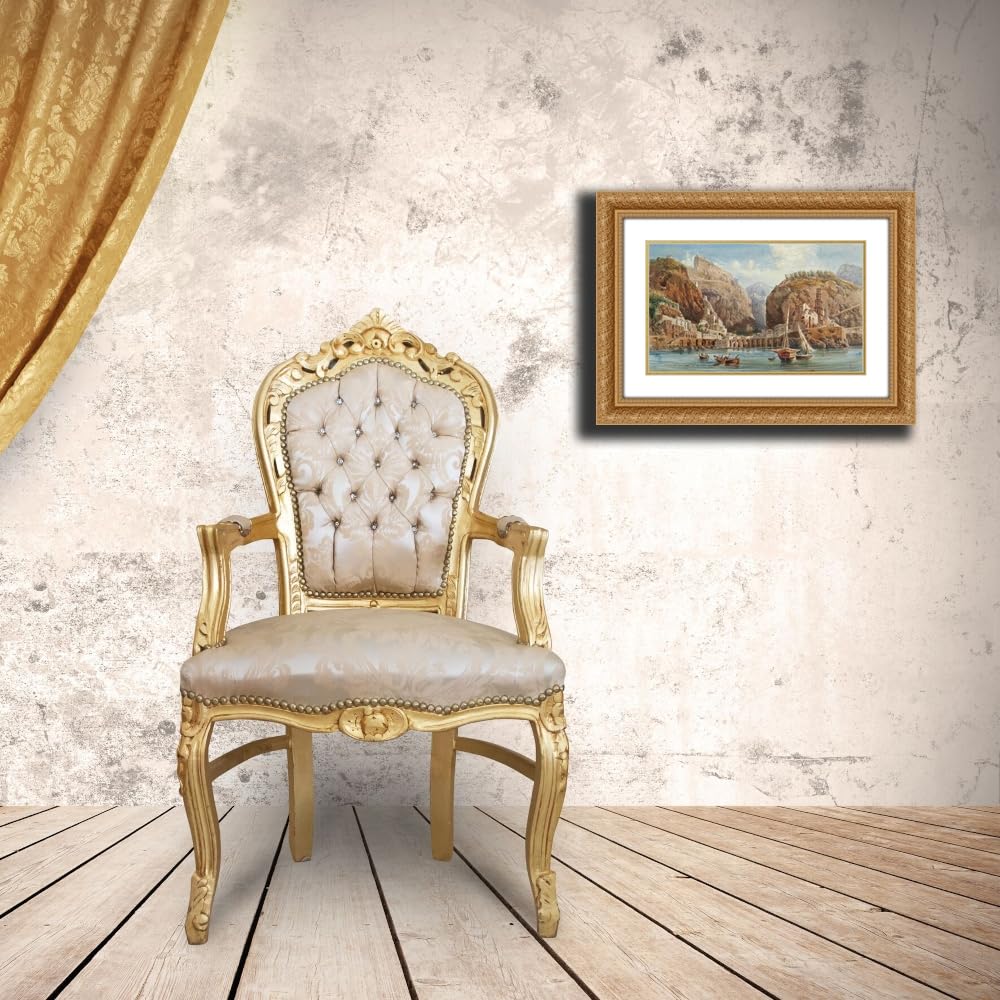 ArtDirect Fishing at Atrani on the Amalfi coast Custom Framed Art Print Giclee Print or Canvas Options with Various Sizes and Customization by Giovanni Lanza