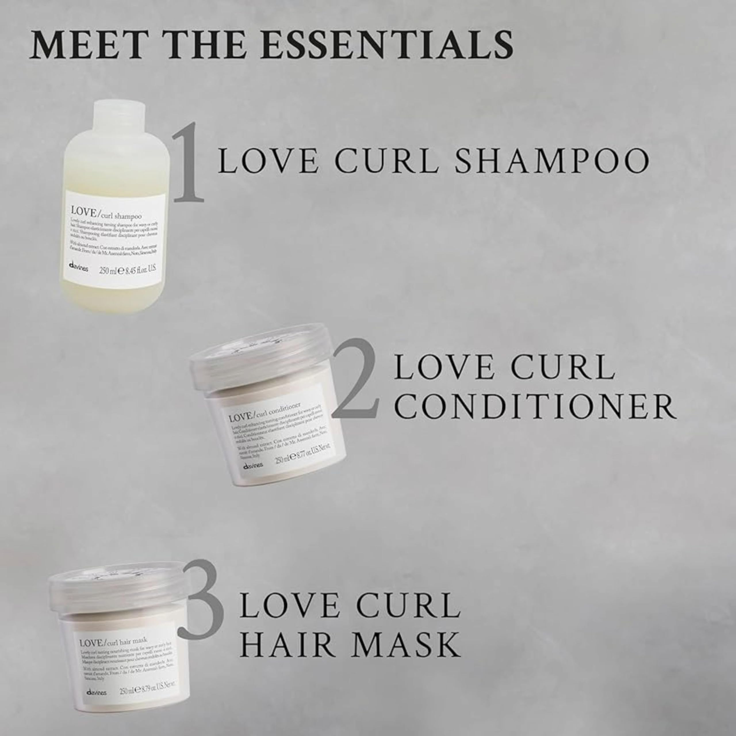 Davines LOVE Curl Conditioner with Curl Building Serum and Curl Shampoo