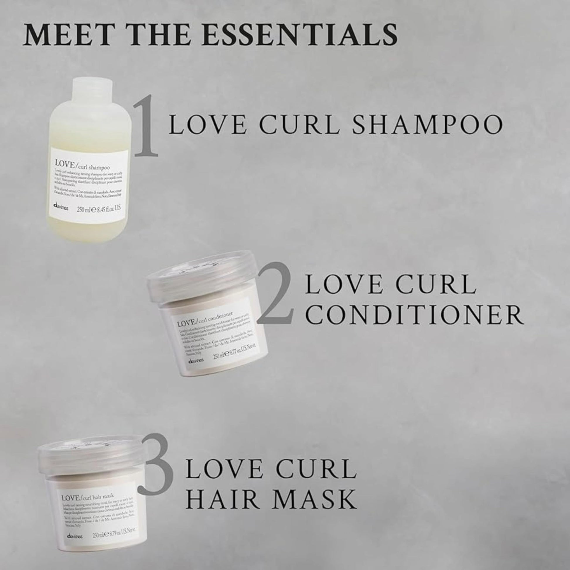 Gray Davines LOVE Curl Controller, Relaxing Anti-Frizz Effect Cream for Wavy and Curly Hair - Defines Texture, Leaving Soft, Light & Elastic Curls even in High Humidity with Almond Extract, 5.07 Fl Oz