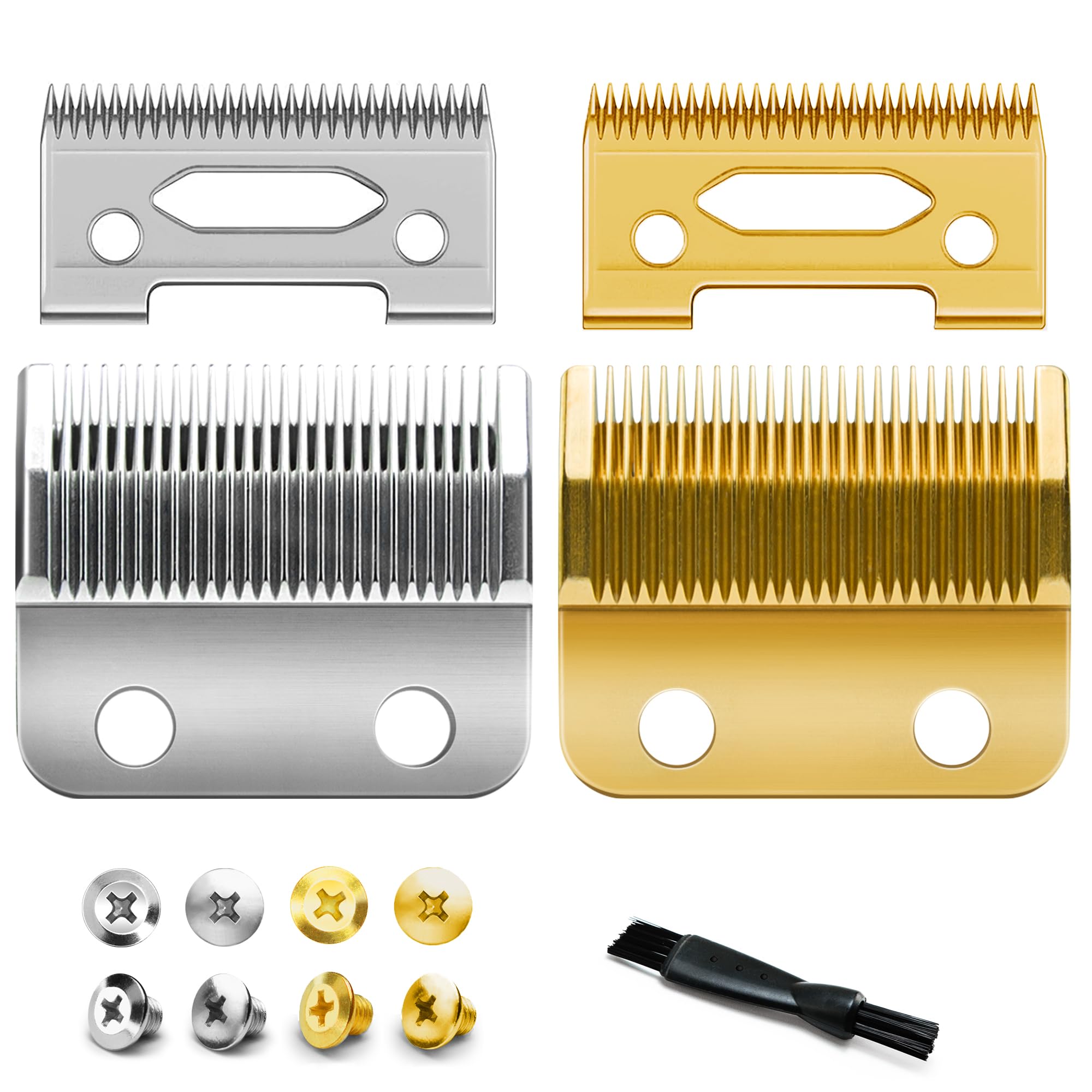 Fit for Wahl Clippers Replacement Blade, Professional Precision 2 Hole Adjustable Hair Trimmer Parts Gold Silver Blades Compatible with Wahl 5 Star Series, Super Taper, Magic Clip Clipper, 2pack