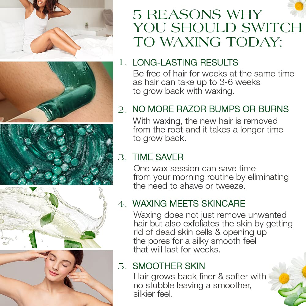 GiGi 滋养芦荟硬蜡珠脱毛膏 - 适用于面部、比基尼和身体，敏感肌肤配方，14 盎司袋装