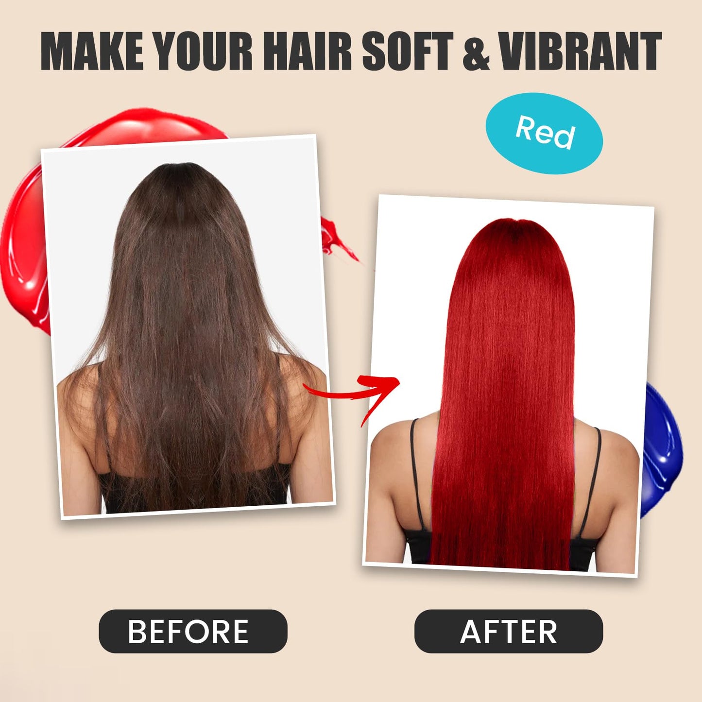 Depositing Conditioner Hair Mask, Hair Refreshing Conditioner, Non-foaming, Cruelty-free 5.28 fl.oz (Red)