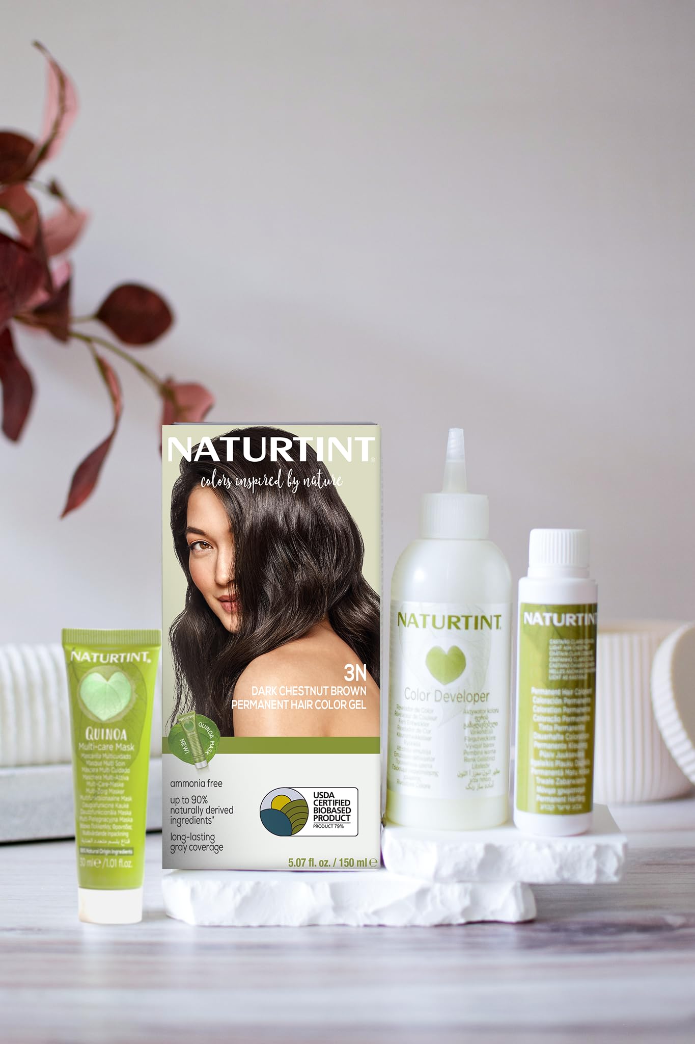 Gray Naturtint 3N Dark Chestnut Brown Permanent Hair Color (Pack of 1), Ammonia Free, Vegan, Cruelty Free, up to 100% Gray Coverage, Long Lasting Results (Packaging may vary)