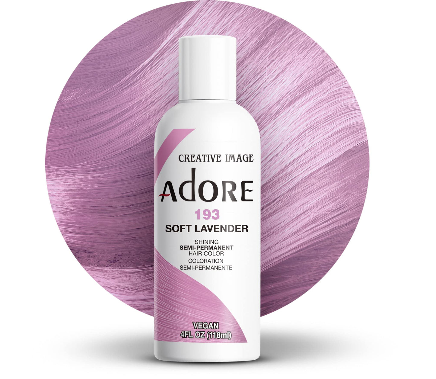 Adore Semi Permanent Hair Color - Vegan and Cruelty-Free Hair Dye - 4 Fl Oz - 193 Soft Lavender (Pack of 1)
