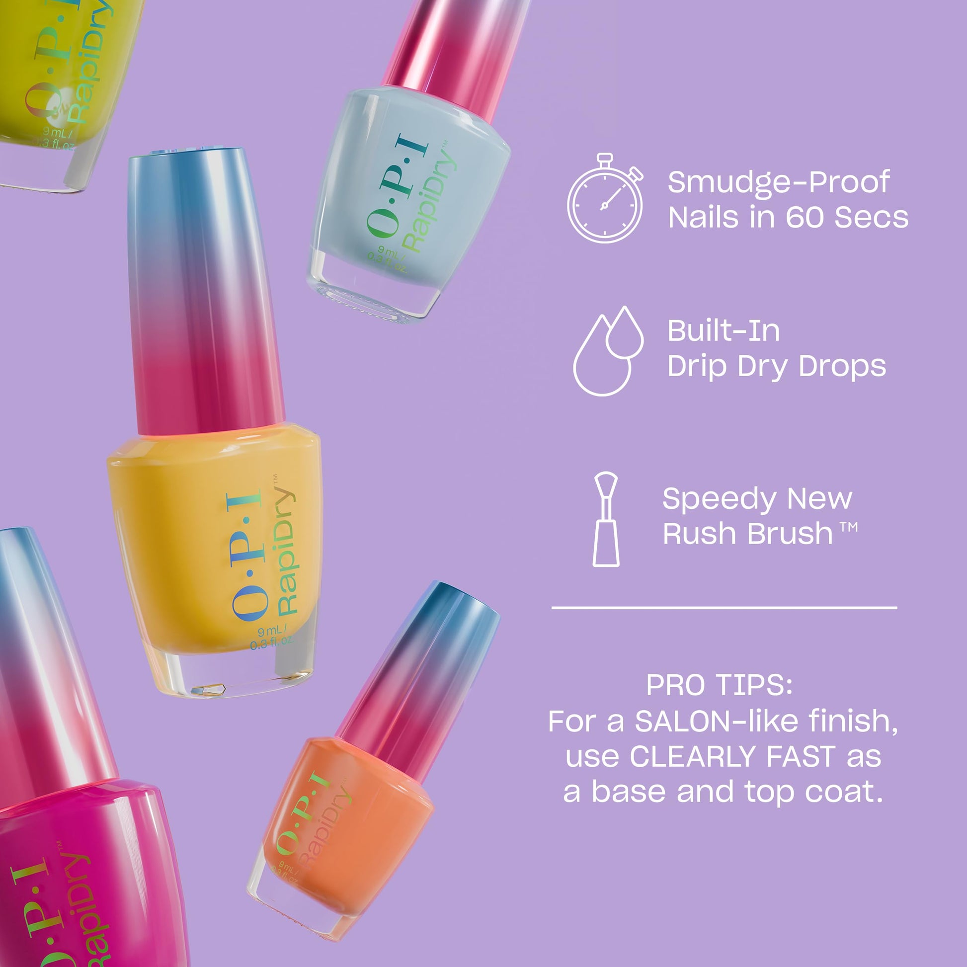 Light Steel Blue OPI RapiDry Speed of Bright | Semi-sheer Soft Blue Shimmer Quick Dry Nail Polish | Vegan, Smudge Proof, Fast Drying, Color: Speed of Bright
