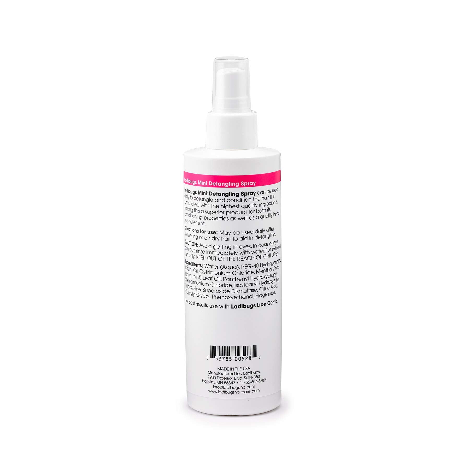 LADIBUGS Detangler Spray 8oz | Best Kids Hair Detangling | Leave-in Conditioner & Head Lice Deterrent | Natural, Sulfate-free, Made in the USA