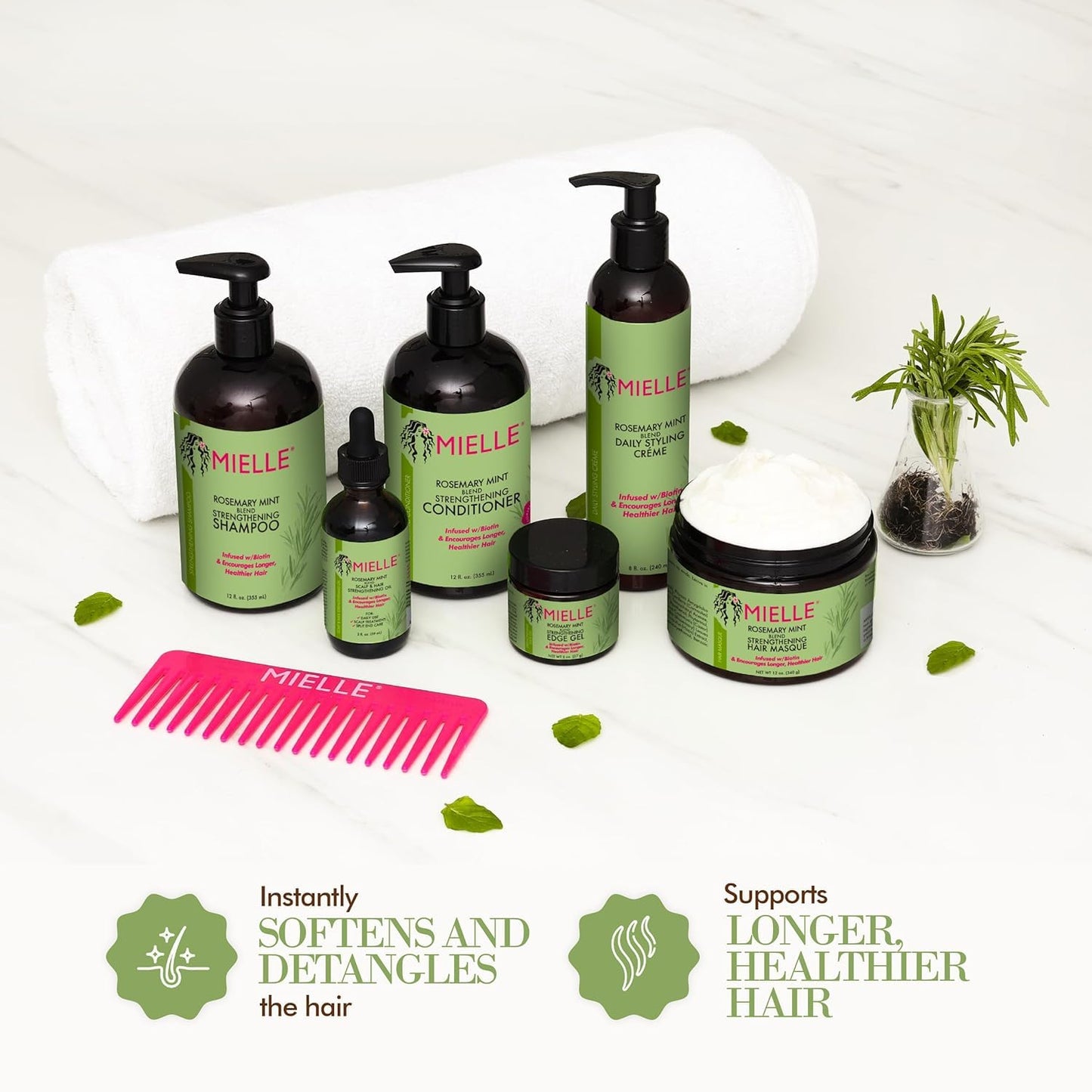 Mielle Organics 迷迭香薄荷强化护发素（含生物素），12 盎司