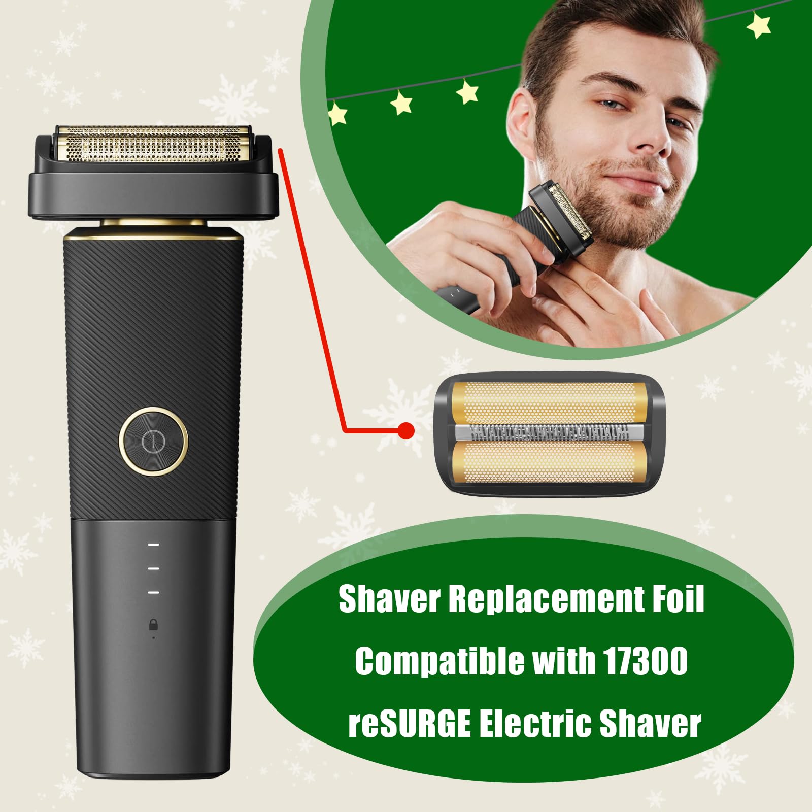 Shaver Replacement Foil and Inner Cutters Compatible with Andis 17300 reSURGE Electric Shaver,Black (2 Pack)