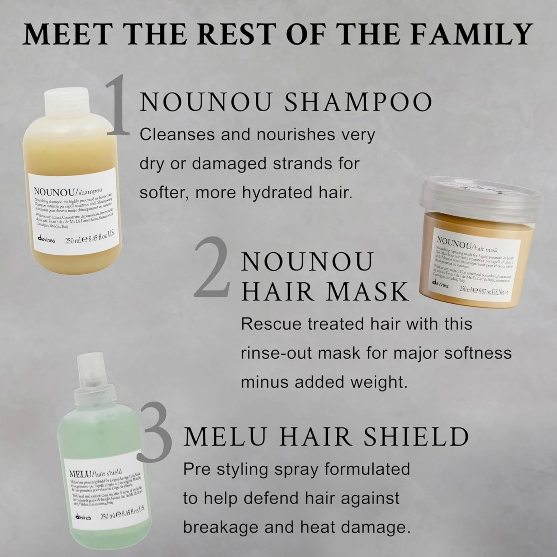 Gray Davines Nounou Hair Mask, 8.87 Fl Oz (Pack of 1)