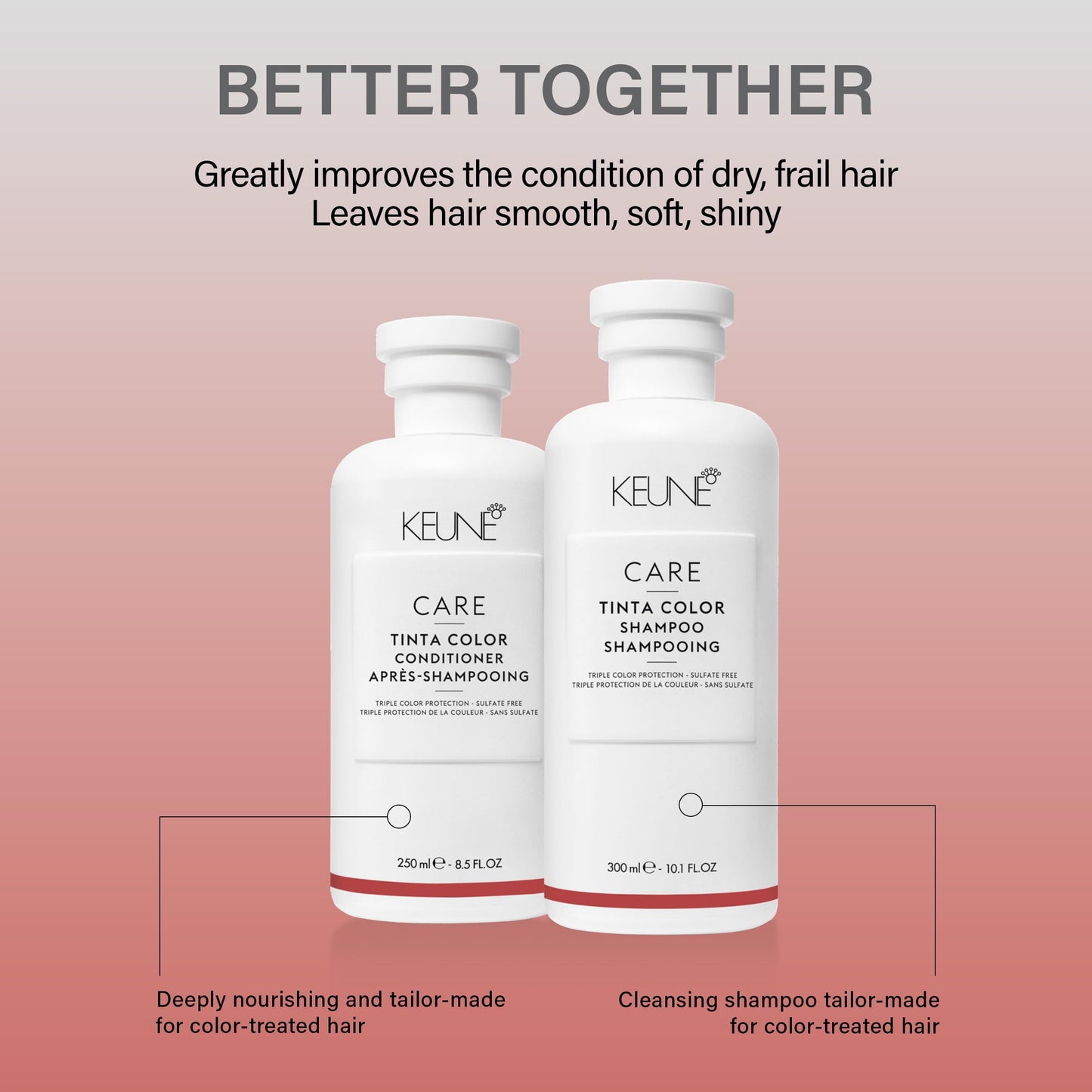 Keune Care Tinta 彩色洗发水，无硫酸盐防紫外线清洁剂，三重护色，10.1 液体盎司