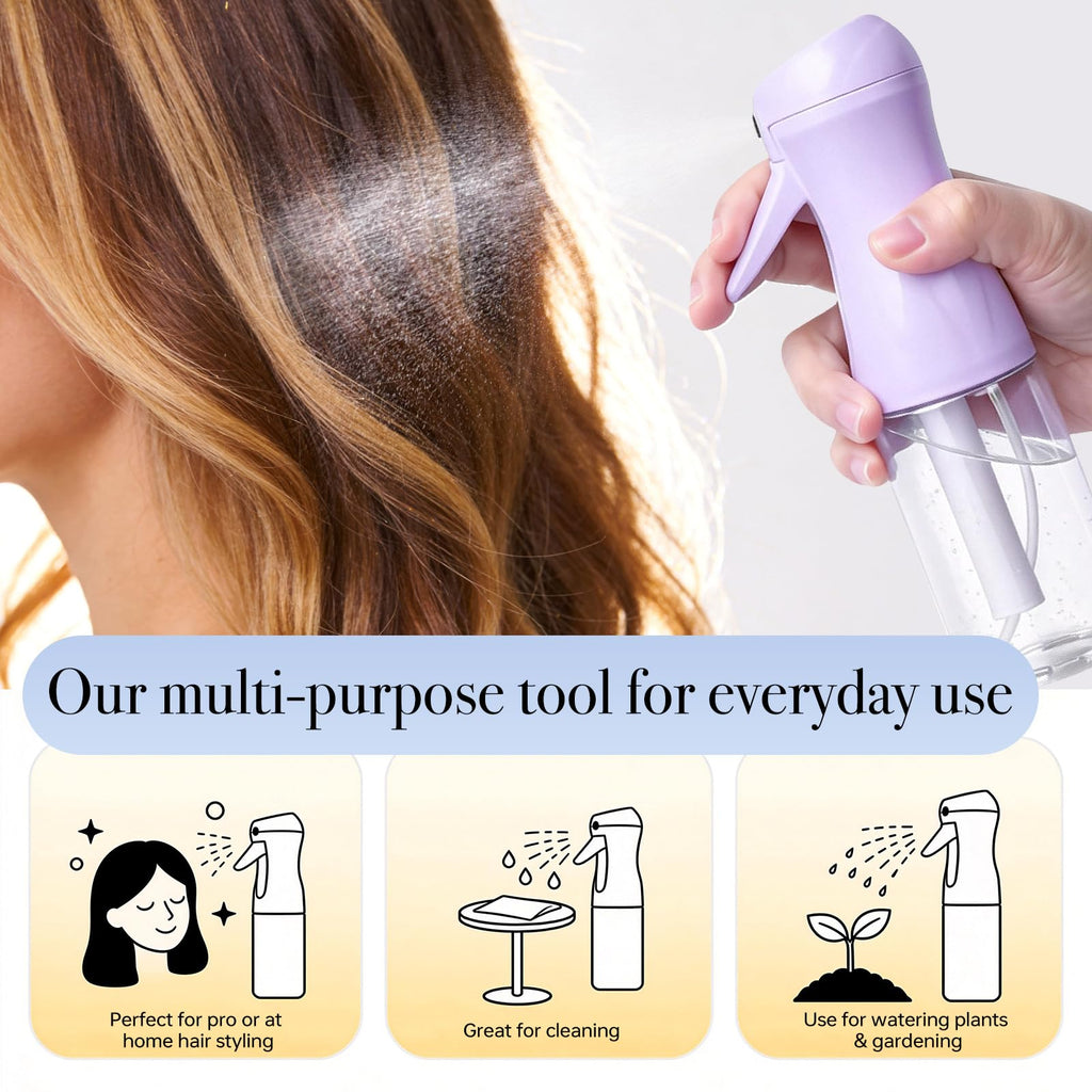 RMNJPW 3Pcs Continuous Spray Bottles For Hair,Ultra Fine Mister for Hair Styling, Plants, Cleaning, Salon, Misting & Skin Care（200ml/6.8oz Green+Pink+Purple）