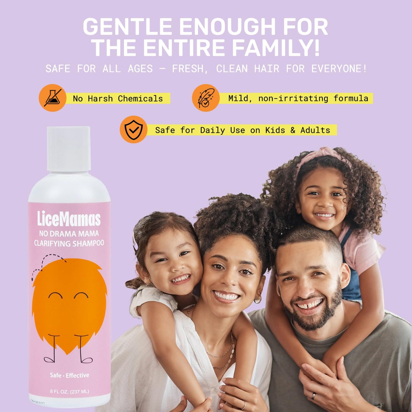 Lice Clarifying Shampoo - Deep Cleansing Anti-Lice Treatment for All Ages, Removes Build-Up & Refreshes Scalp, No Harsh Chemicals, 8 oz