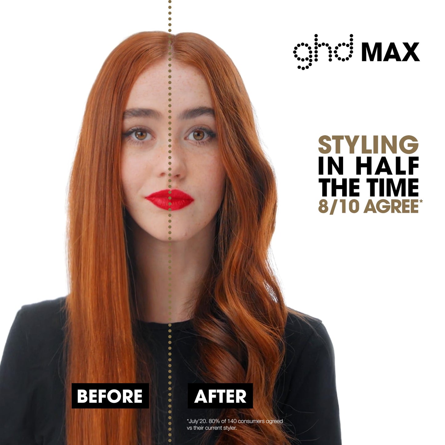 ghd Max Styler 2英寸平板直发器，专业宽陶瓷板造型工具，适合长发、浓密卷发 - 黑色