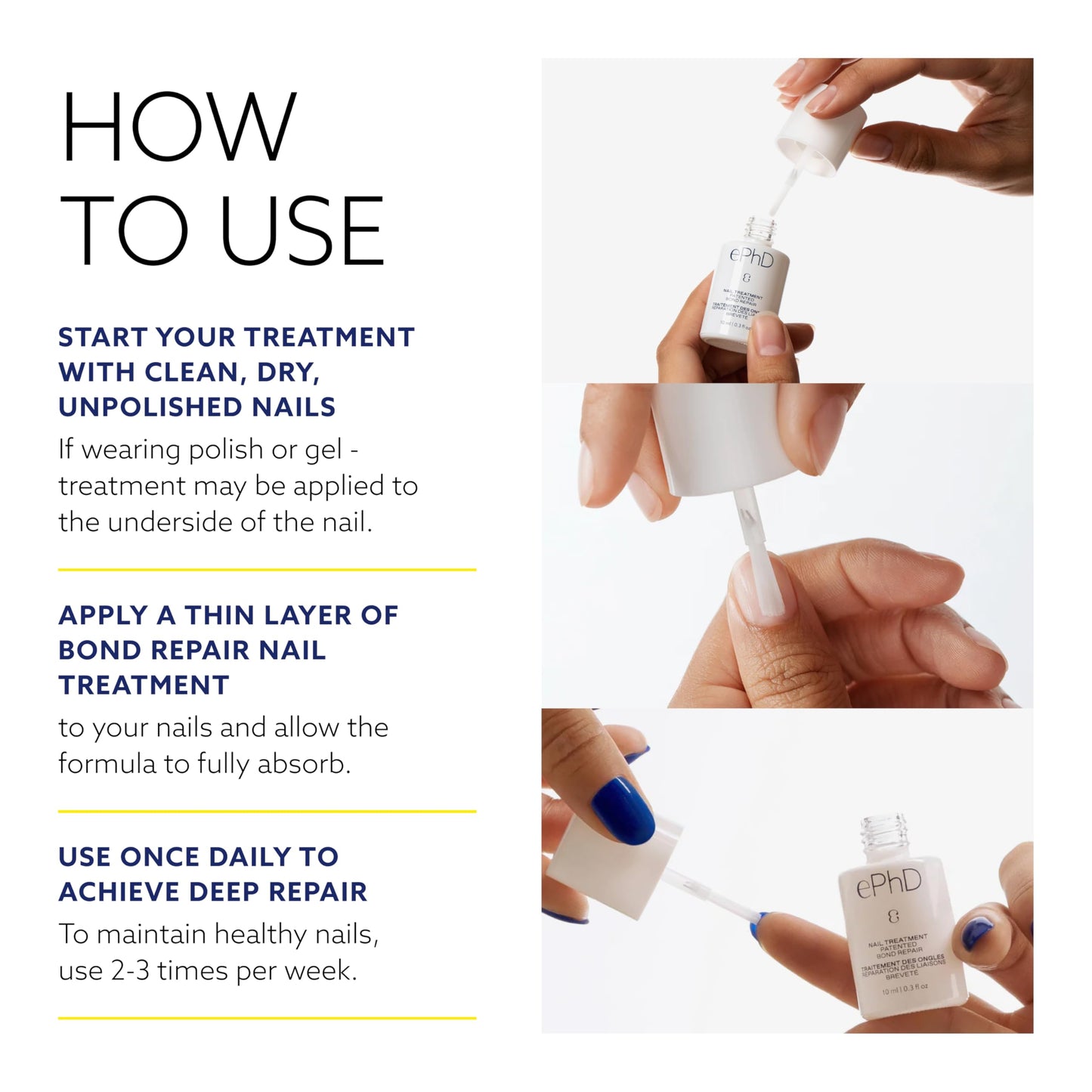 ePhD Bond Repair Nail Treatment, Nail Repair that Strengthens, Restores & Rebuilds Brittle Nails, Strengthens from Within, Formula for Damaged, or Post-Gel Nails, Use Alone or as a Polish Base