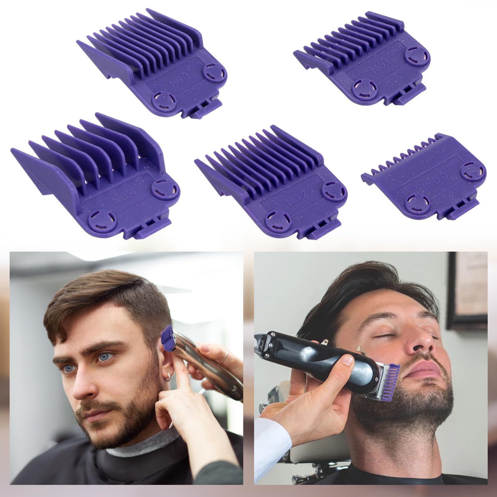 01410 Dual Magnetic Clipper Guards Replacement for Andis Master Hair Clippers MBA, MC-2, ML, PM-1, PM-4, and PM-5, PM Family Hair Clippers, 5 Packs Waterproof Clipper Comb Set, Purple