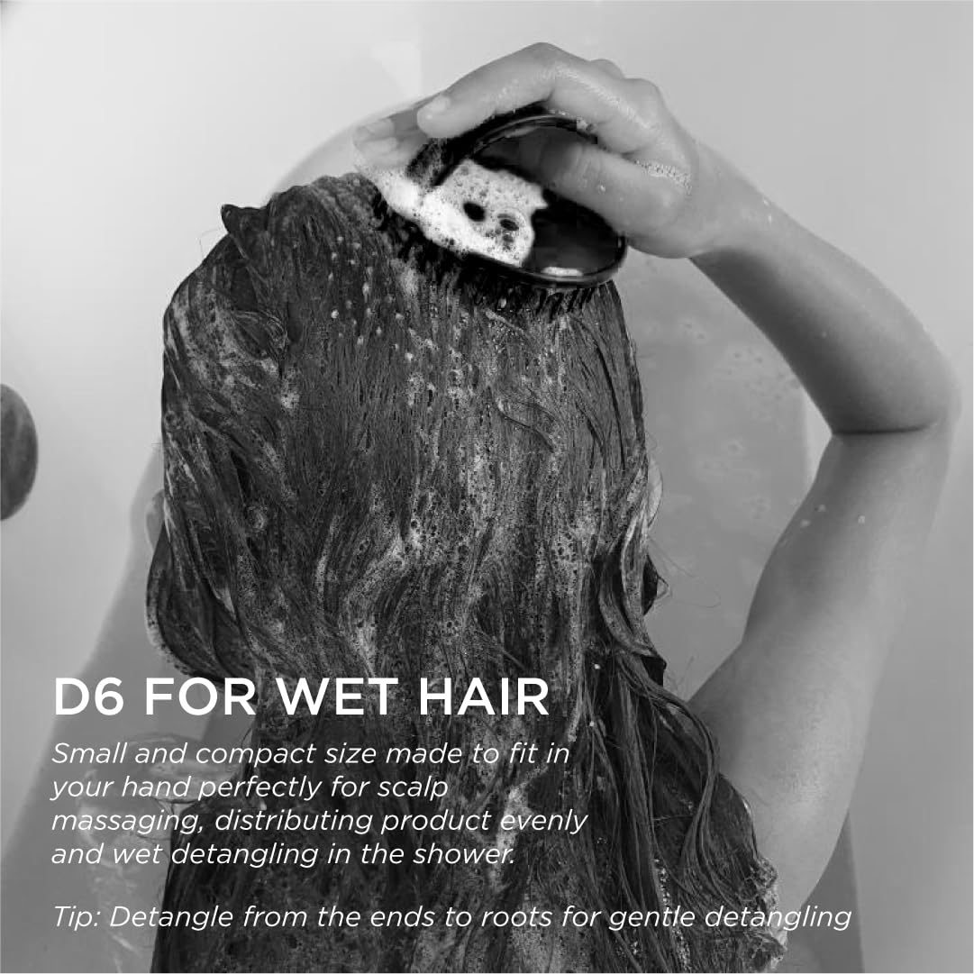 Denman 出品的 Jack Dean 头皮按摩器和顺发梳，适用于浓密或稀疏的头发、卷发或直发 - 可在淋浴或沐浴时使用 - 头部和胡须清洁刷 - 适用于女性和男性，D6