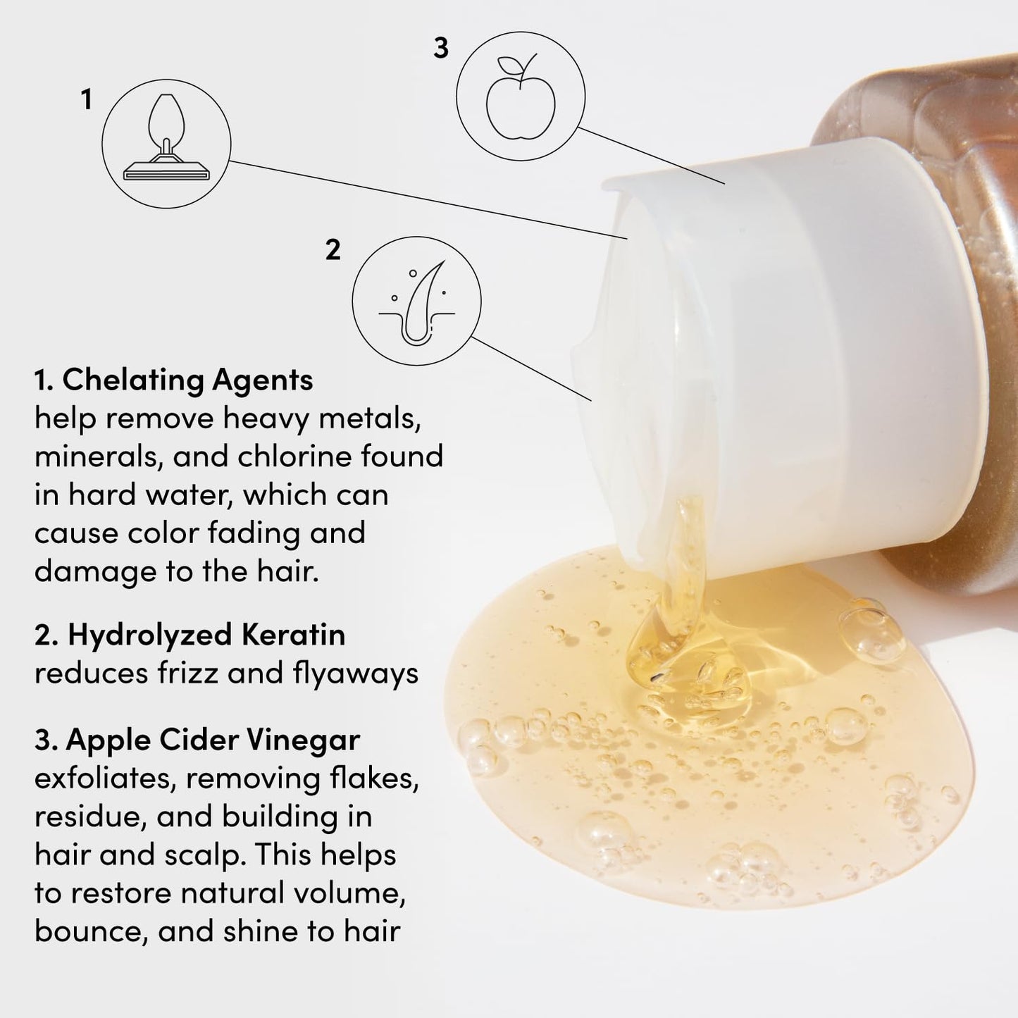 Shampoing détoxifiant OUAI - Shampoing clarifiant pour les résidus, la saleté, l'huile, les produits et l'eau dure - Vinaigre de cidre et kératine pour des cheveux propres et rafraîchis - Soin capillaire sans sulfate (10 oz)