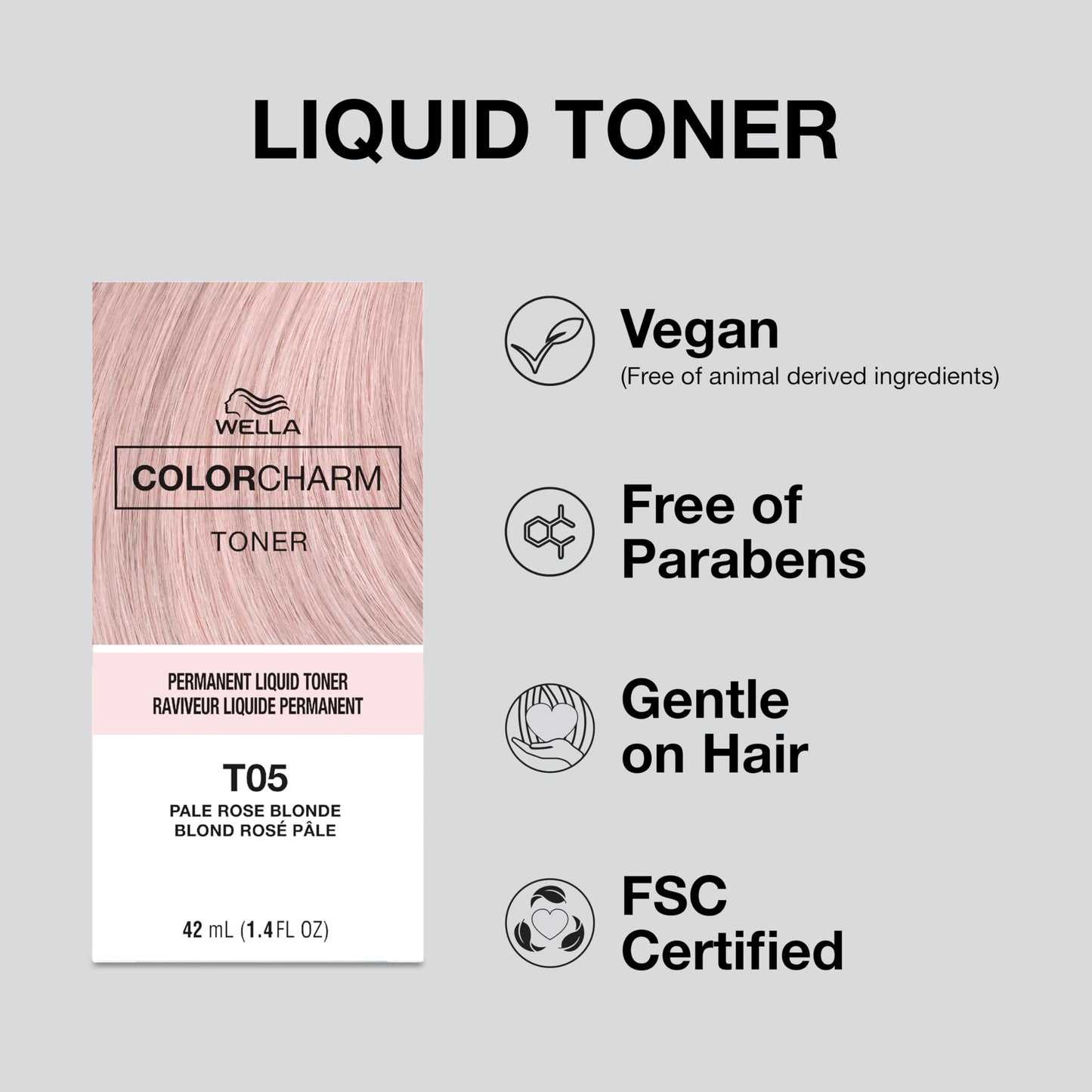 Light Gray COLORCHARM Permanent Liquid Toners | Neutralize Brass | Free of Parabens | Vegan | T14 Pale Ash Blonde | 1.4 Fl Oz