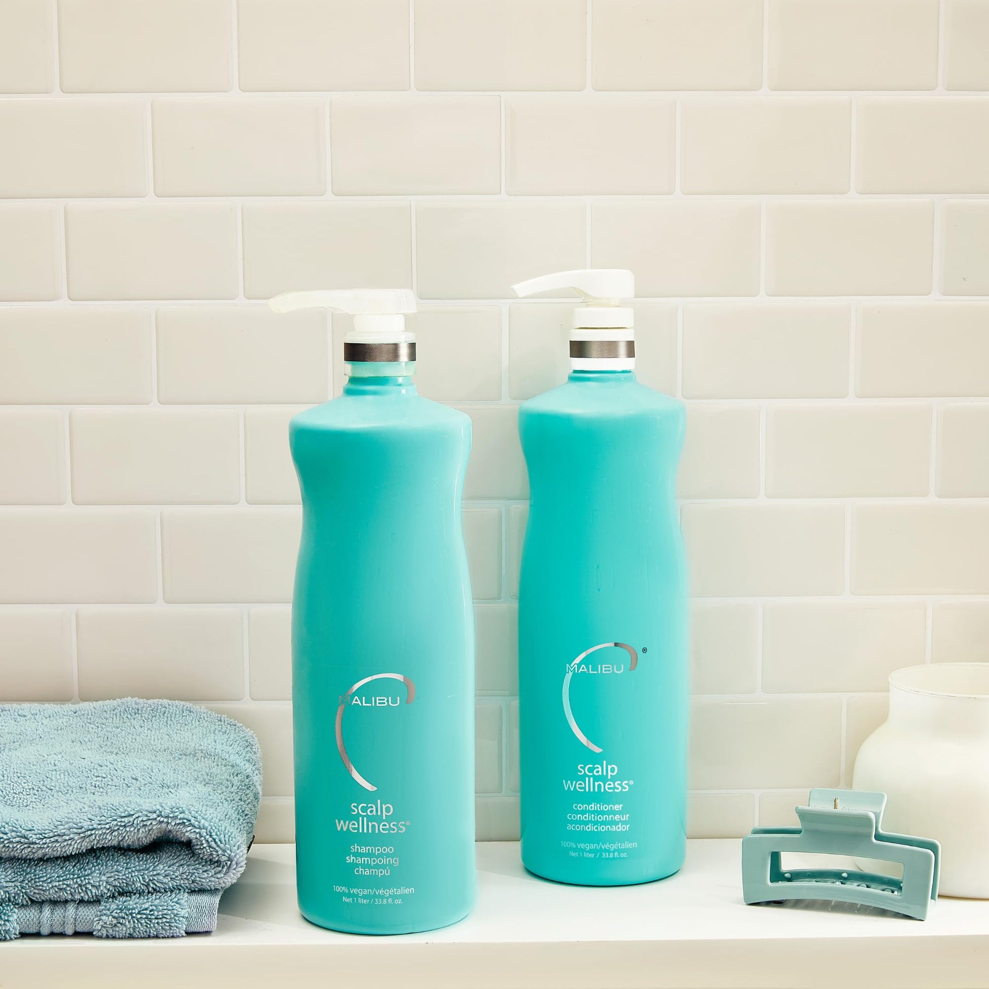 Light Gray Malibu C Scalp Wellness Conditioner (33.8 oz) - Scalp Soothing Hair Conditioner with Eucalyptus + Spearmint Oil - Sulfate-Free Moisturizing Dry Scalp Conditioner