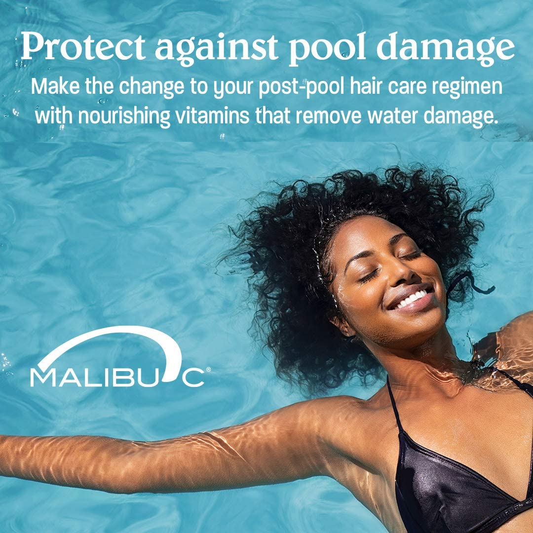Malibu C Swimmers Wellness Clarifying Shampoo for Chlorine & Hair Build Up - Adults & Kids Swim Shampoo to Help Protect Against Pool Element Damage, Retain Moisture, Restore Shine & Texture (33.8oz)