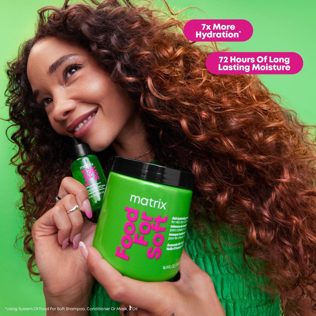 Matrix Food 柔软滋润保湿护理发膜，适用于干燥易断的秀发 - 滋润、柔顺、顺滑，蕴含鳄梨油和透明质酸，16.9 液体盎司