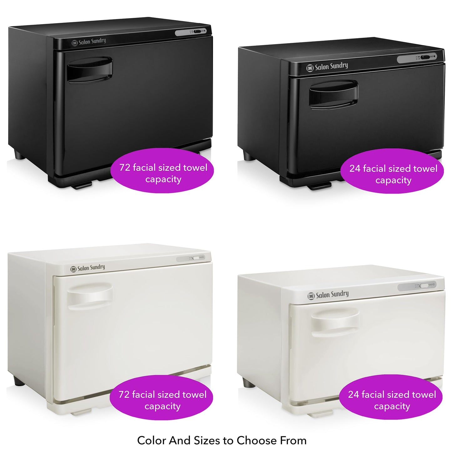 White Smoke Salon Sundry Professional High Capacity Hot Towel Warmer Cabinet - Facial Spa and Salon Equipment - Black