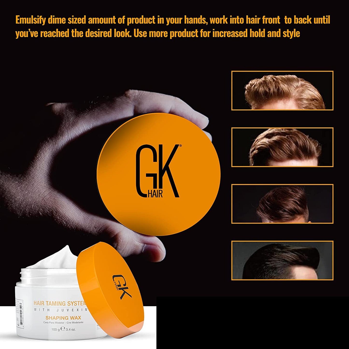 GK HAIR Global Keratin Shaping Hair Wax (3.4 Fl Oz/100 g) Styling Product for Matte, Textured and Pliable Hold Bee Wax Adds Shine For Men and Women - All Hair Types